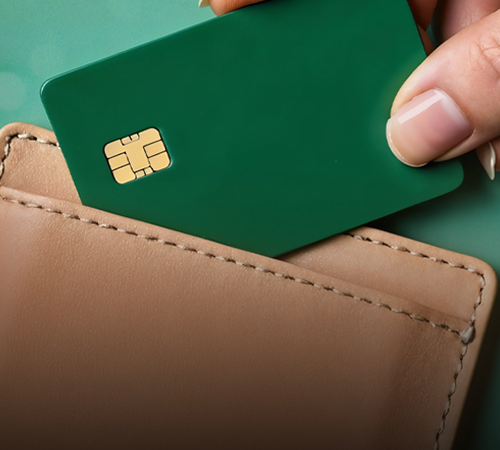 Wallet with data icons