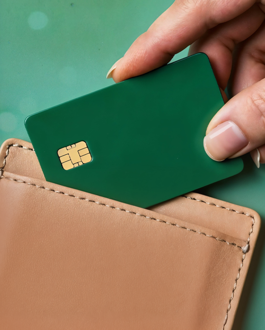 Wallet with data icons